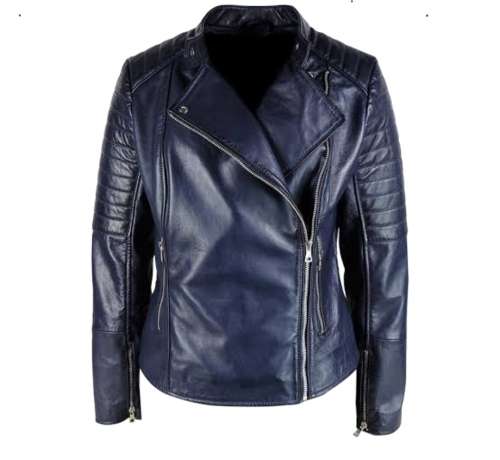 Sexy Navy Leather Jacket