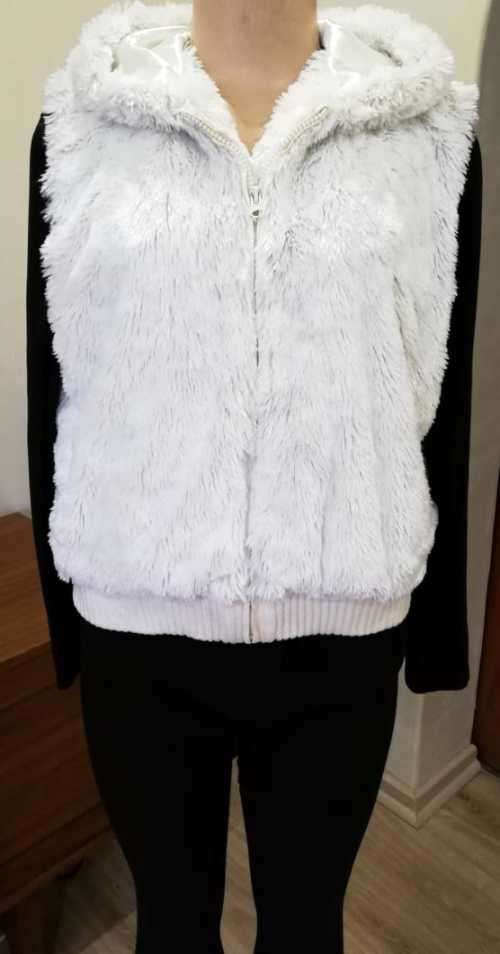 White Sleeveless Fur Jacket