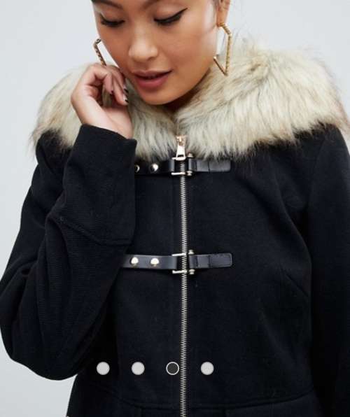Black Duffel Coat With Fur Trim
