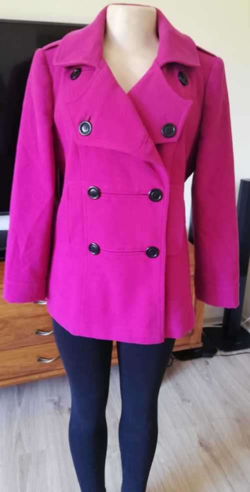 Fushia Military Style  Melton Coat