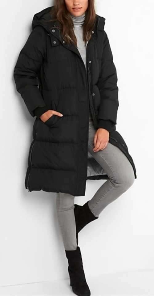 Long Black Puffer Jacket with hood