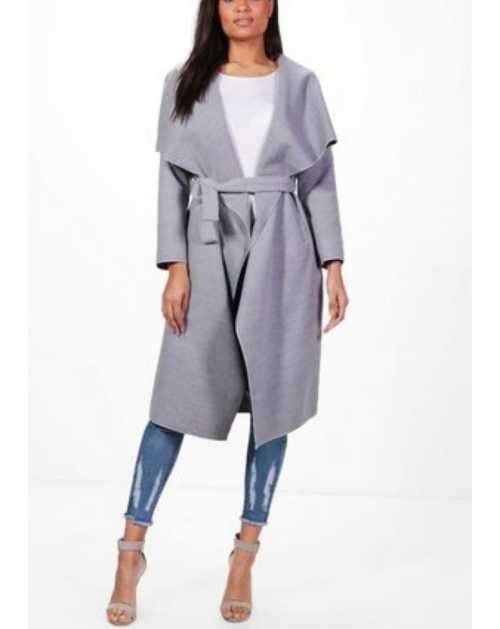 Waterfall belted Melton Drape Coat