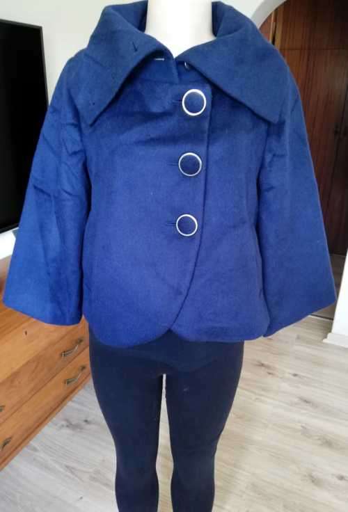Navy Melton Swing Coat