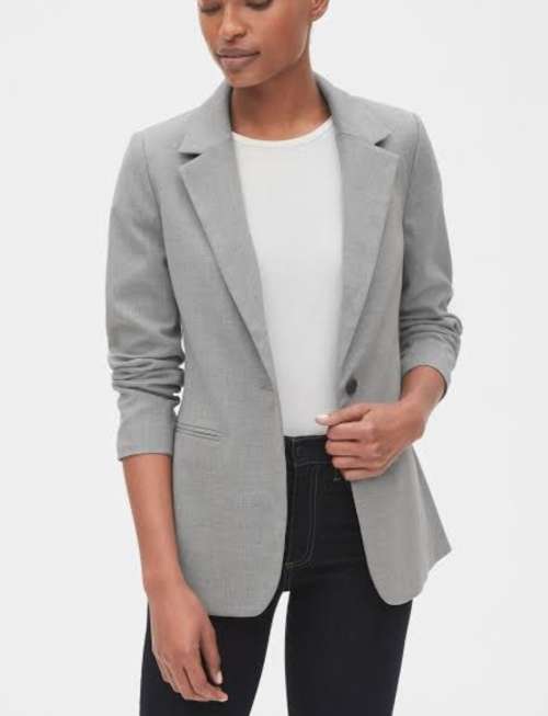 Grey Blazer with rouged sleeves