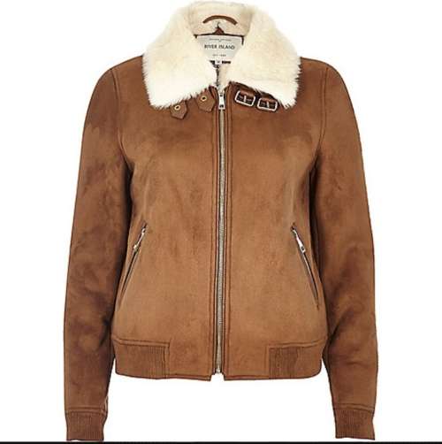 Tan Biker Style Suede Jacket with complete wool inner