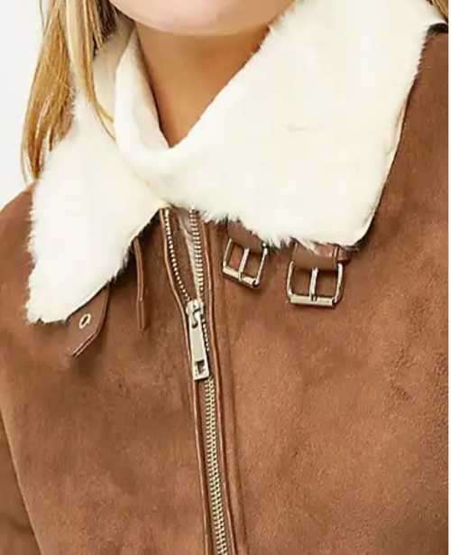 Tan Biker Style Suede Jacket with complete wool inner