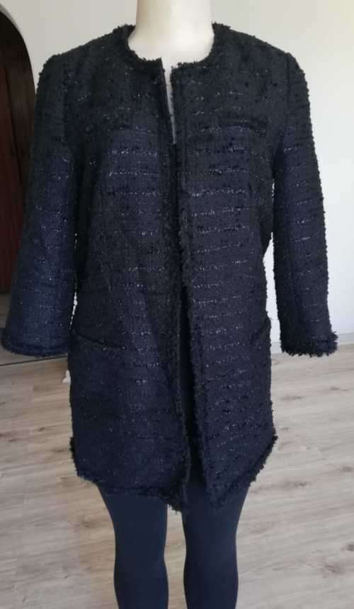 Gorgeous mixed black and silver Frayed Coat
