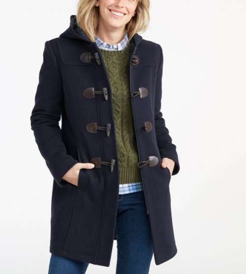 Classic Navy Duffel Coat with wool hood
