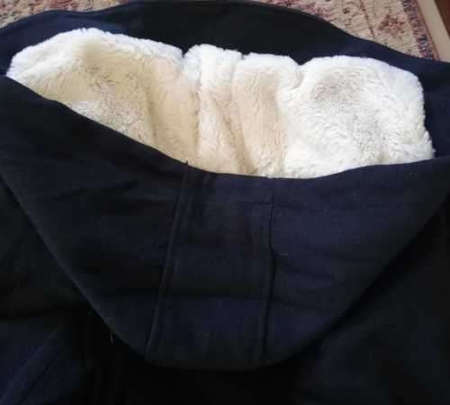 Classic Navy Duffel Coat with wool hood
