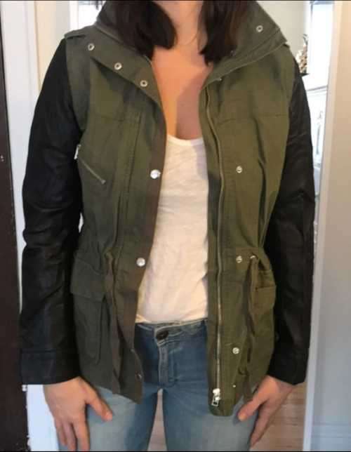 H&M Parka Jacket with faux leather sleeves