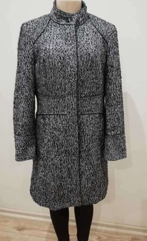 Long Black and white Tweed Coat