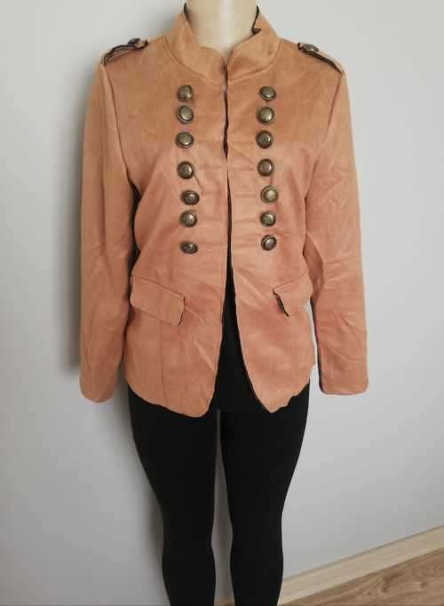 Suede Camel Military Style Jacket