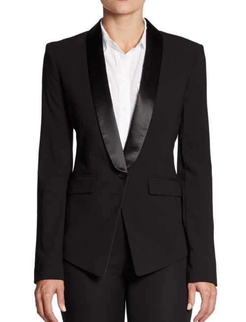 Stunning black Blazer with satin look collar