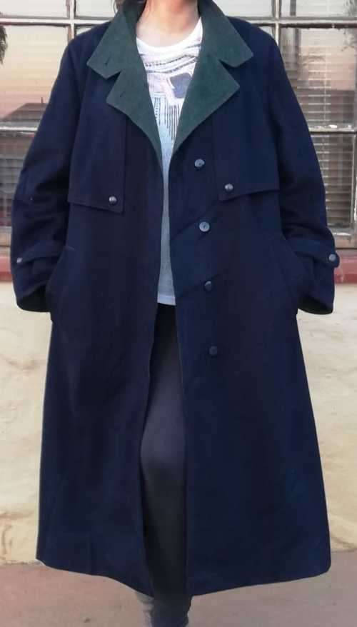 Vintage Navy Coat with Olive Green detailing