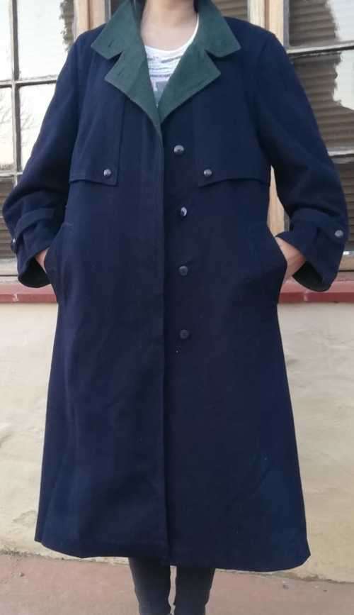 Vintage Navy Coat with Olive Green detailing