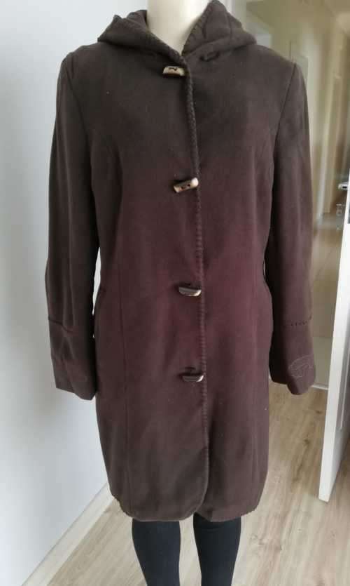Exquisite Chocolate Felt Brown Coat with Hood