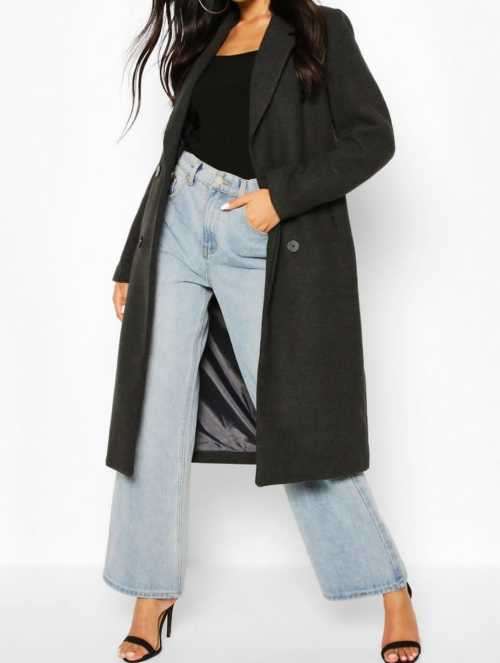 Charcoal double breasted Melton Coat