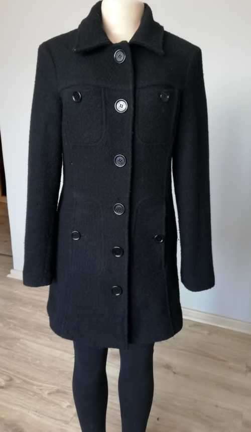 Black Fitted Textured Coat