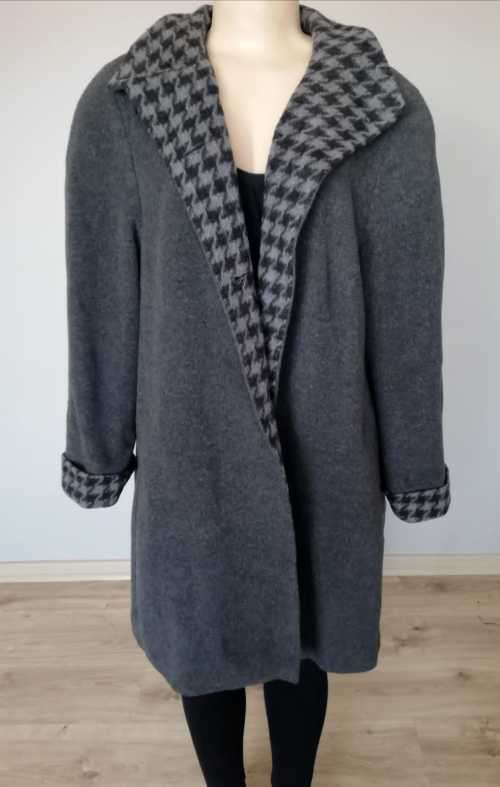 Winter Melton Coat with print detailing