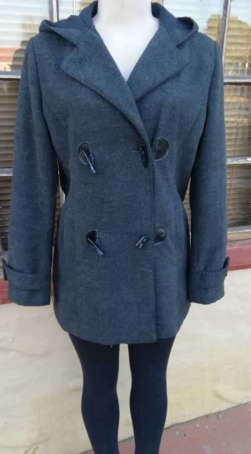 Dark Grey Duffel Coat With Hood