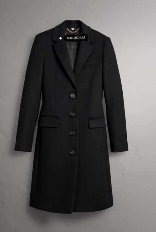 Melton Black fitted Coat