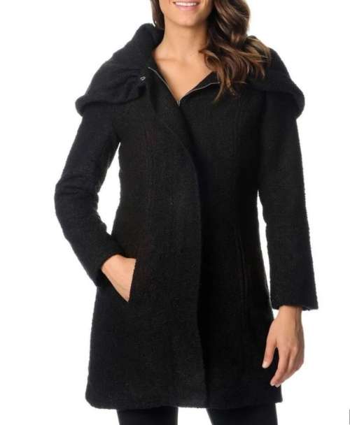 Black Textured coat with hood