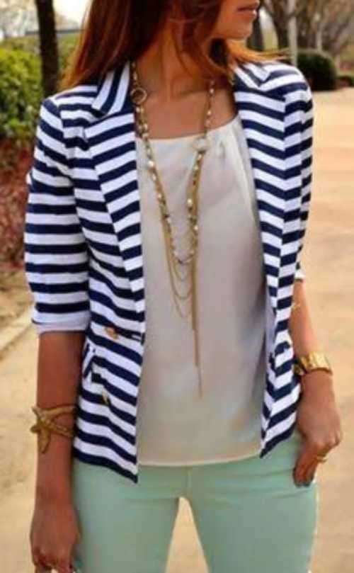 Striped Navy & White Nautical Blazer