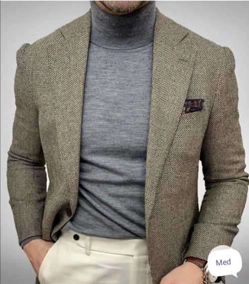 Mens Olive and Brown textured Smart Blazer