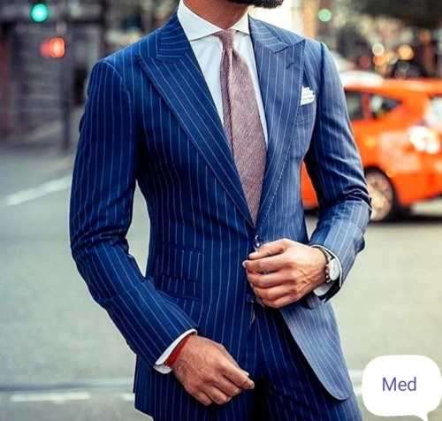 Mens Navy Pinstripe  Blazer