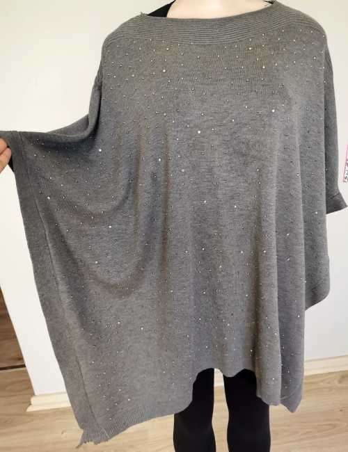 Gorgeous Grey Poncho with diamante