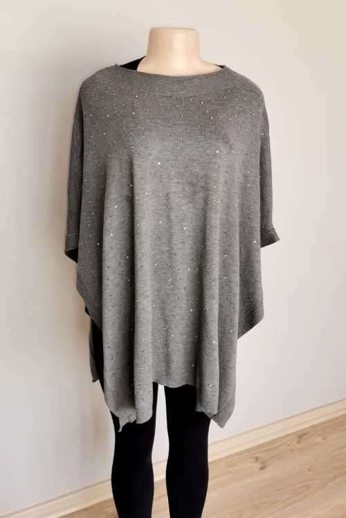 Gorgeous Grey Poncho with diamante
