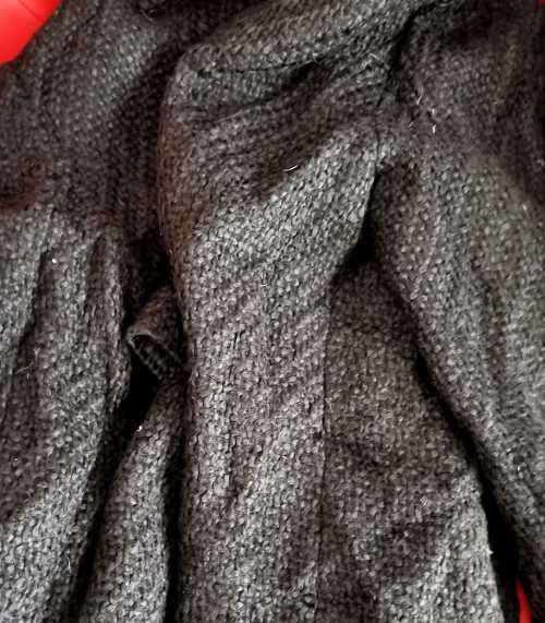 Black Boucle Double Breasted Peacoat