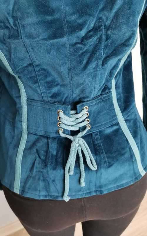 Gorgeous Velvet Teal military Coat