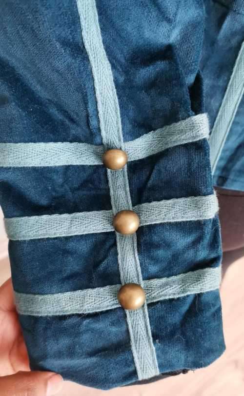 Gorgeous Velvet Teal military Coat