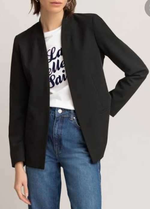 Collarless black Blazer