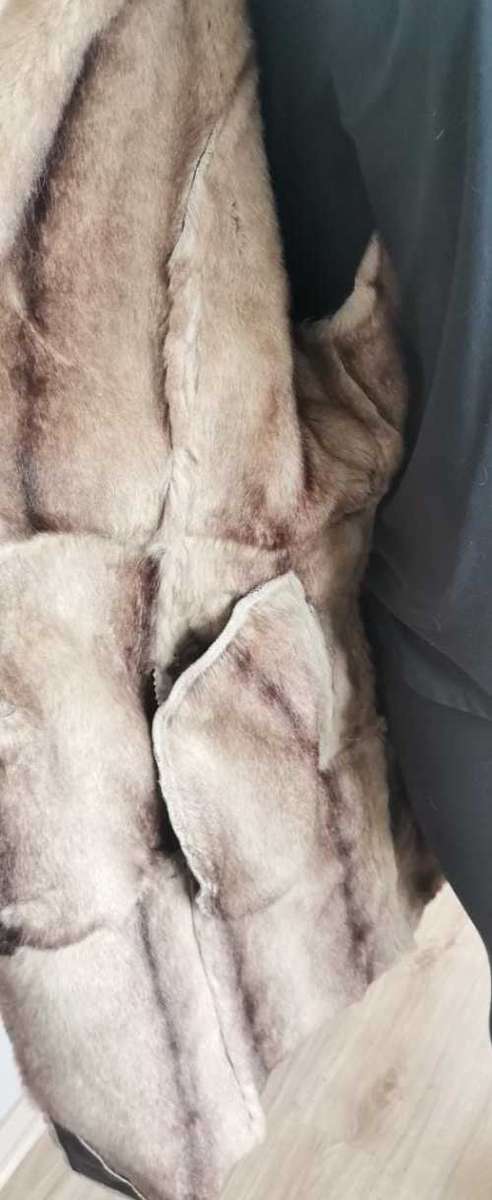 Beautiful Suede button up coat with full faux fur inner