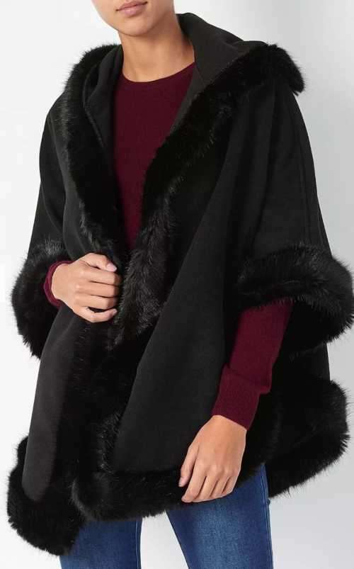 Exquisite Faux fur trimmed Cape with Hood