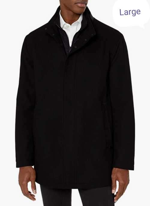 Men's Black Coat with concealed buttons