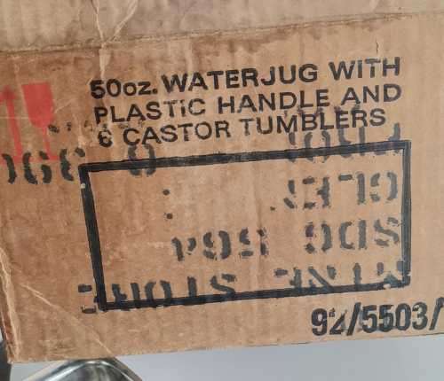 Water Jug with 6 castor tumblers...Pristine Condition in original box