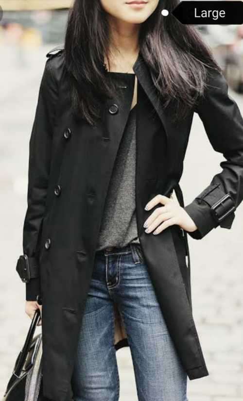 Black Satin Feel Trench Coat