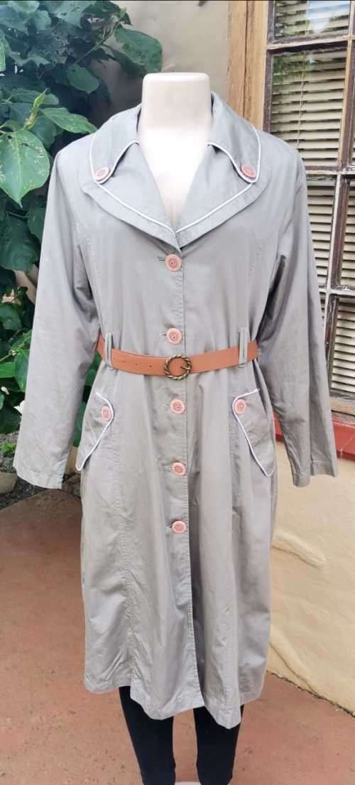 Brown Grey Belted Trench Coat
