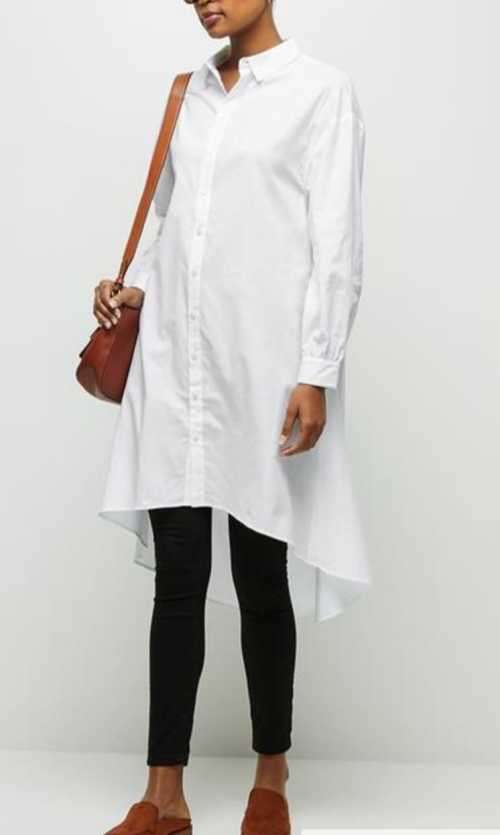 Collared Longline Shirt - Milk