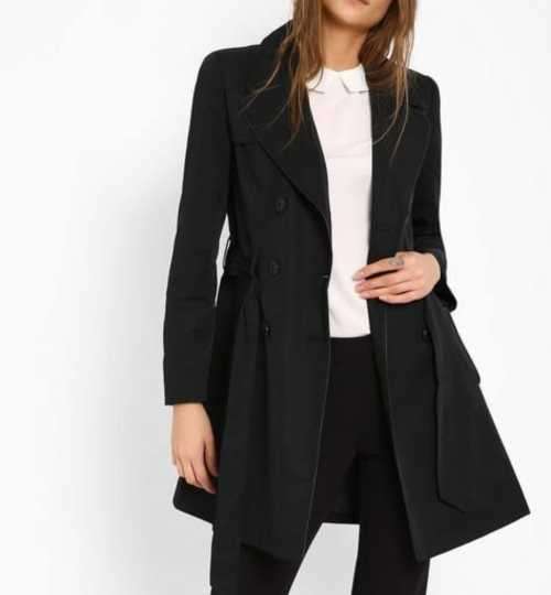 Beautiful dress style Black Trench Coat