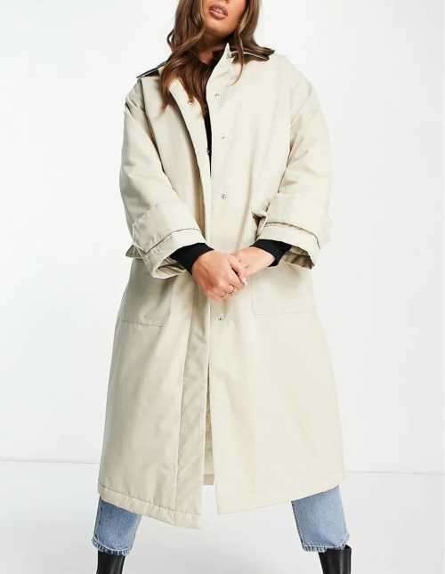 Beautiful light Beige Trench Coat with hood