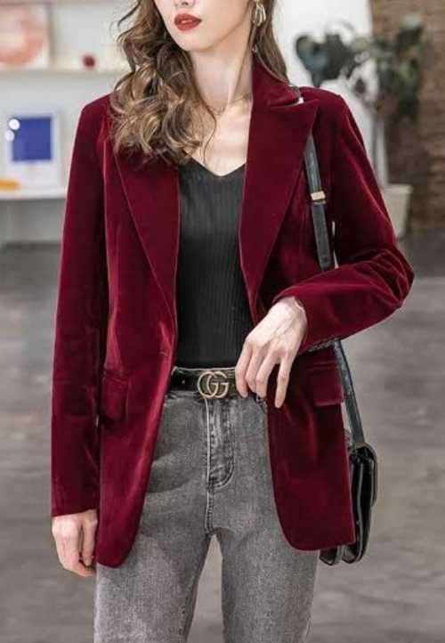 Maroon/Grape  Velvet  blazer