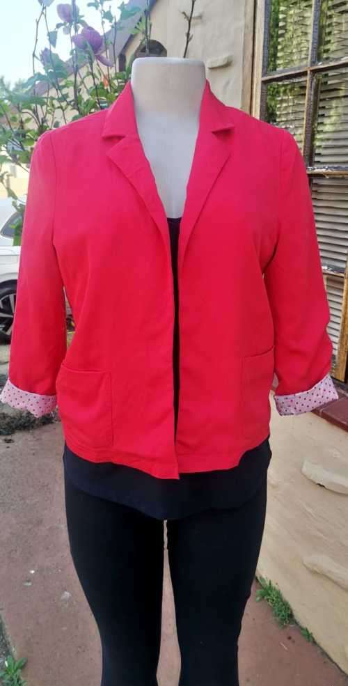 Gorgeous Red Shrug with polka dot lining