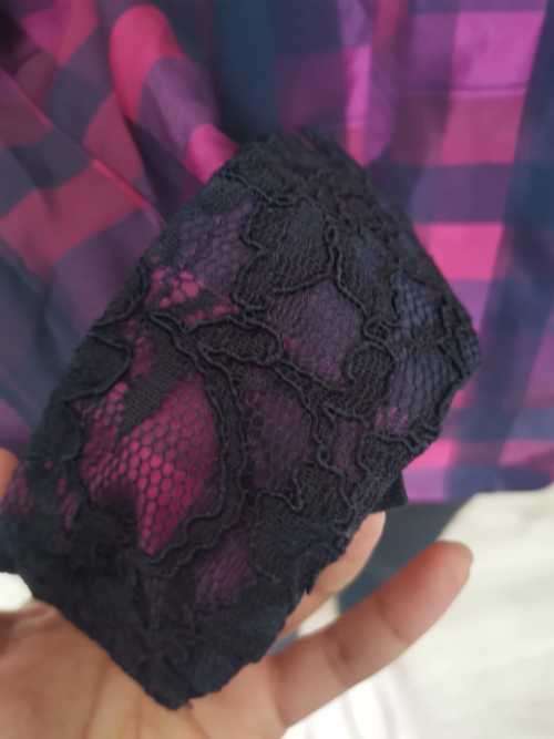 Beautiful check blazer with lace inset on sleeves