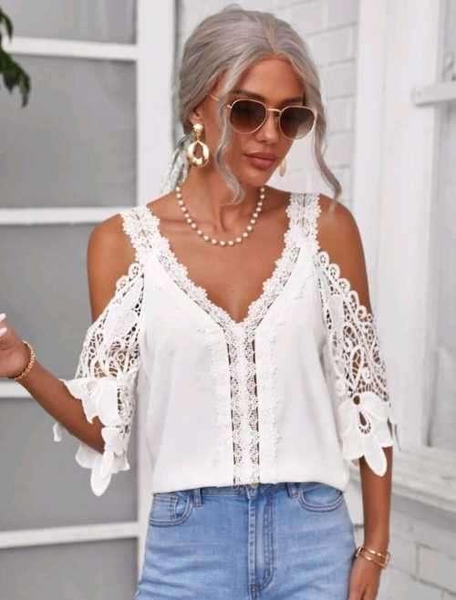 Off shoulder Guipure lace top