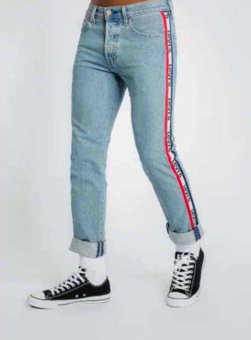 LEVI`S Men`s Jeans 501 PREMIUM Slim Taper Sports Stripe Light Stone 59439-0000