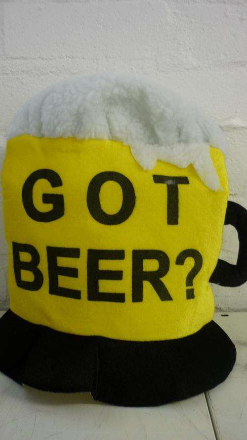 PARTY HAT - ULTIMATE - GOT BEER - VERY LARGE HAT - TO FIT ADULTS - LOOKS LIKE A BEER MUG
